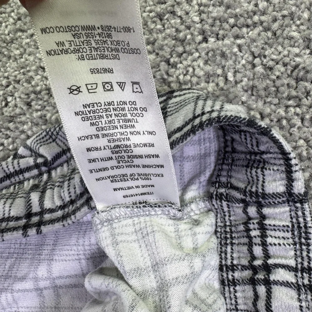 Nautica Pajama Pants Mens Medium Gray Plaid Flannel Drawstring Sleep Lounge